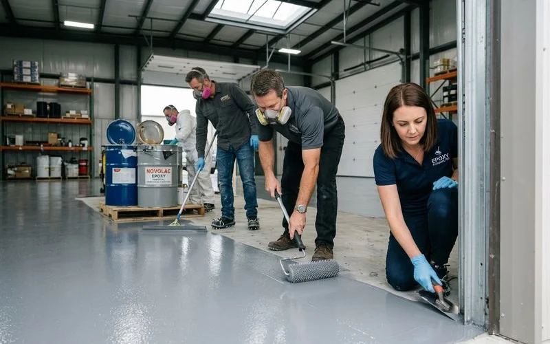 Chemical resistant floor coating application