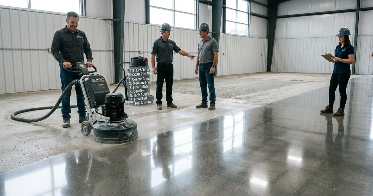 The Concrete Polishing Process: From Raw Slab to Mirror Finish in 7 Steps