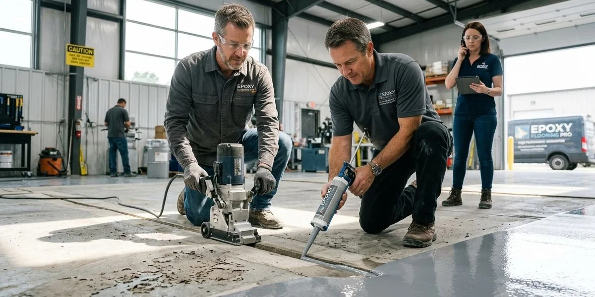 Concrete joint repair in industrial facility