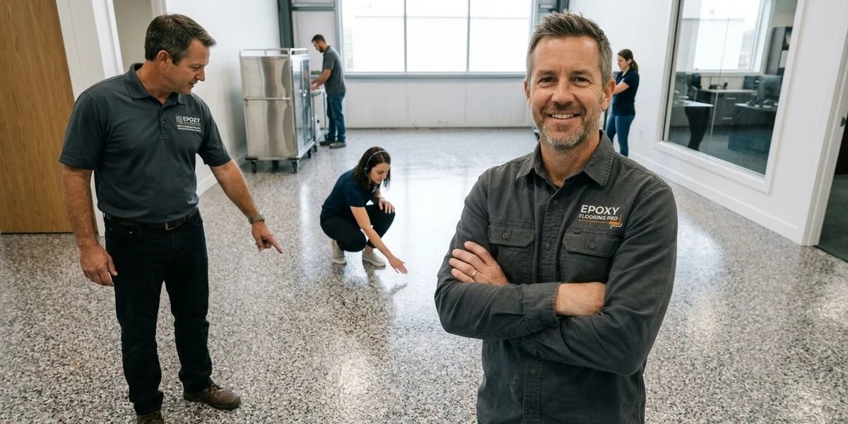 Quartz broadcast floor in commercial space