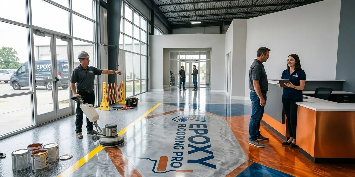 Custom decorative floor with logo