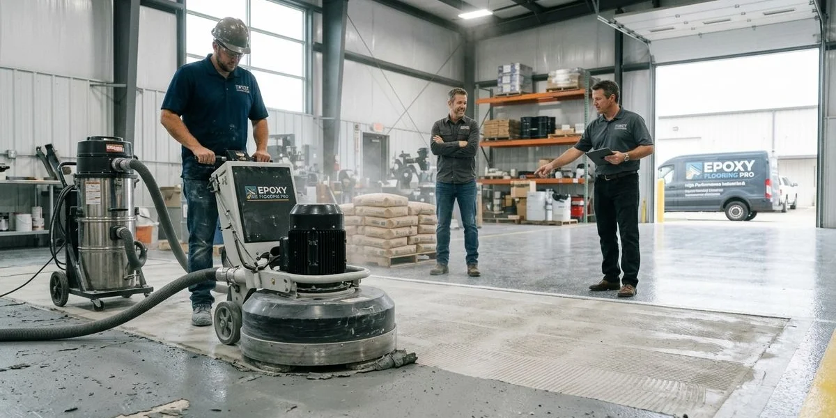 Diamond grinding equipment in use