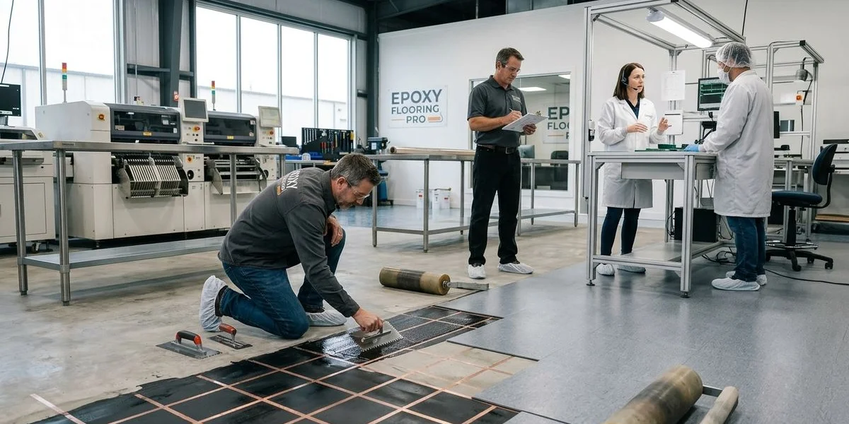 ESD flooring installation in cleanroom